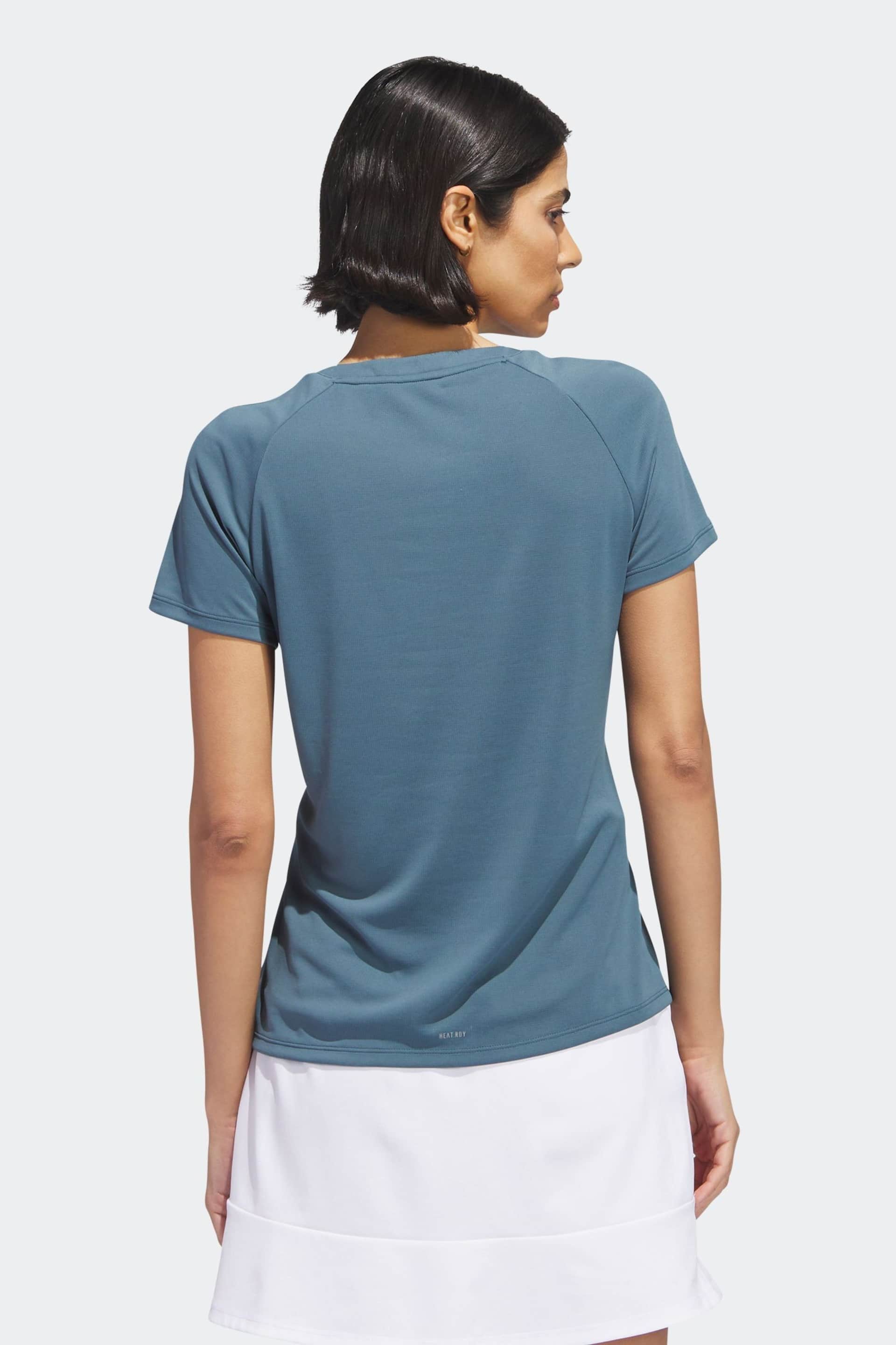 adidas Teal Blue Ultimate365 Tour Heat.rdy V-neck Top - Image 2 of 8