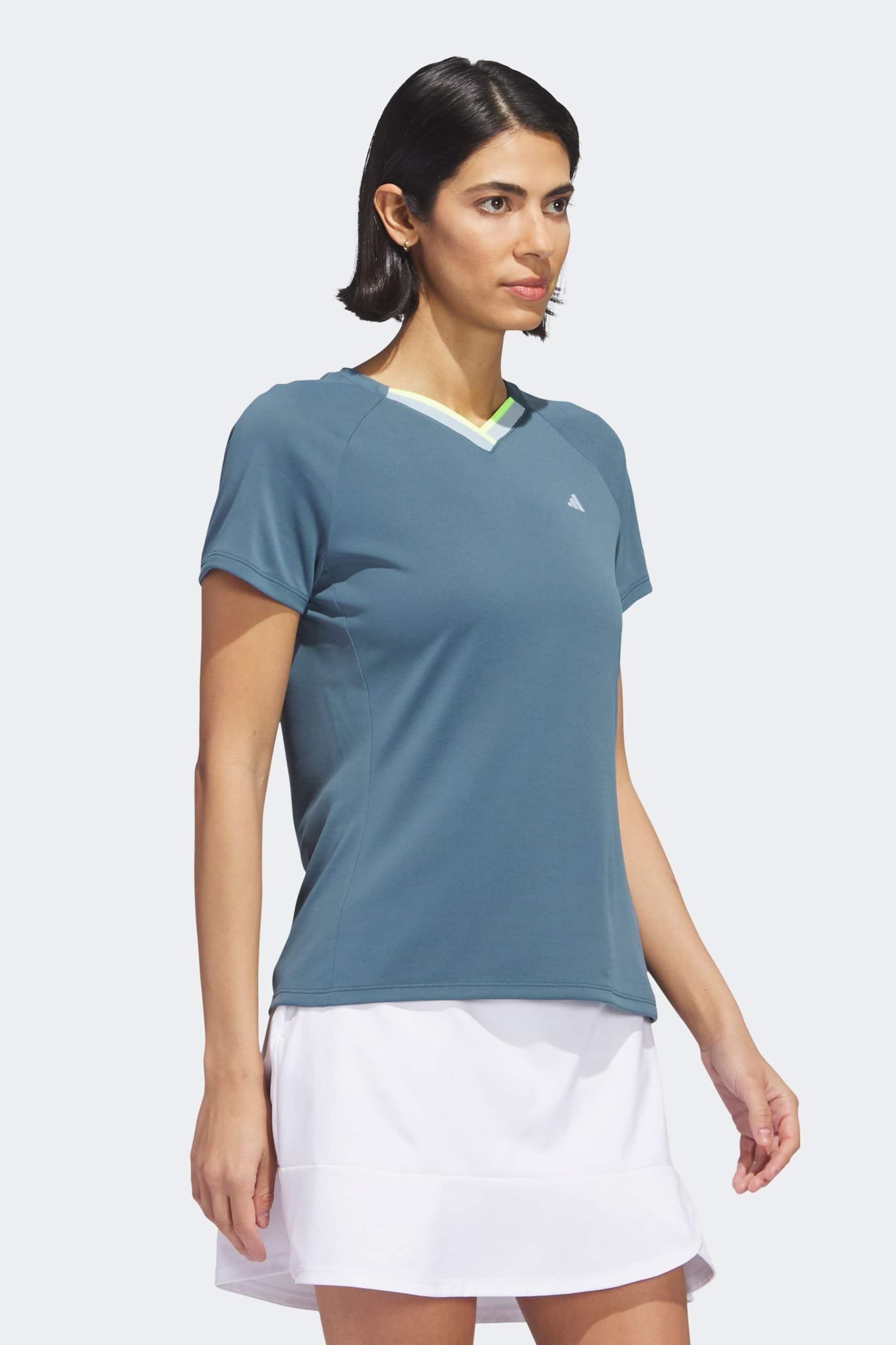 adidas Teal Blue Ultimate365 Tour Heat.rdy V-neck Top - Image 3 of 8