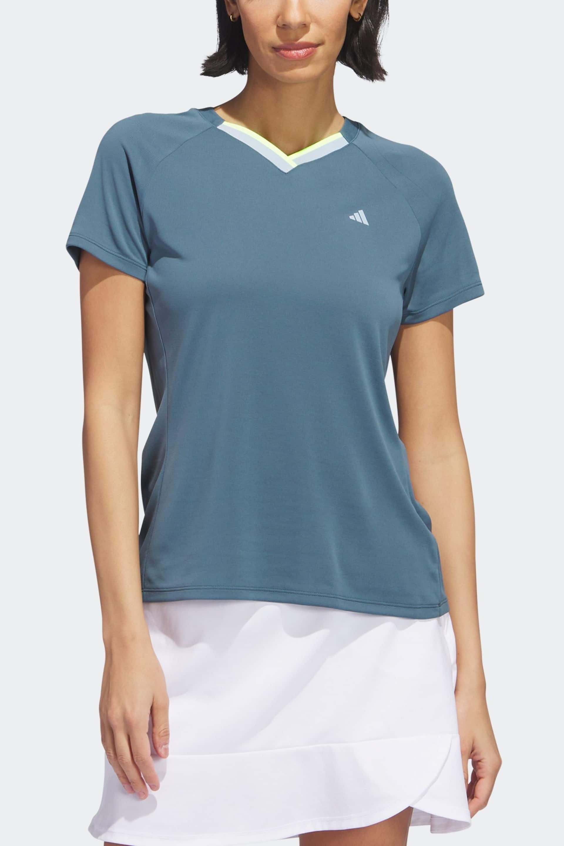 adidas Teal Blue Ultimate365 Tour Heat.rdy V-neck Top - Image 4 of 8