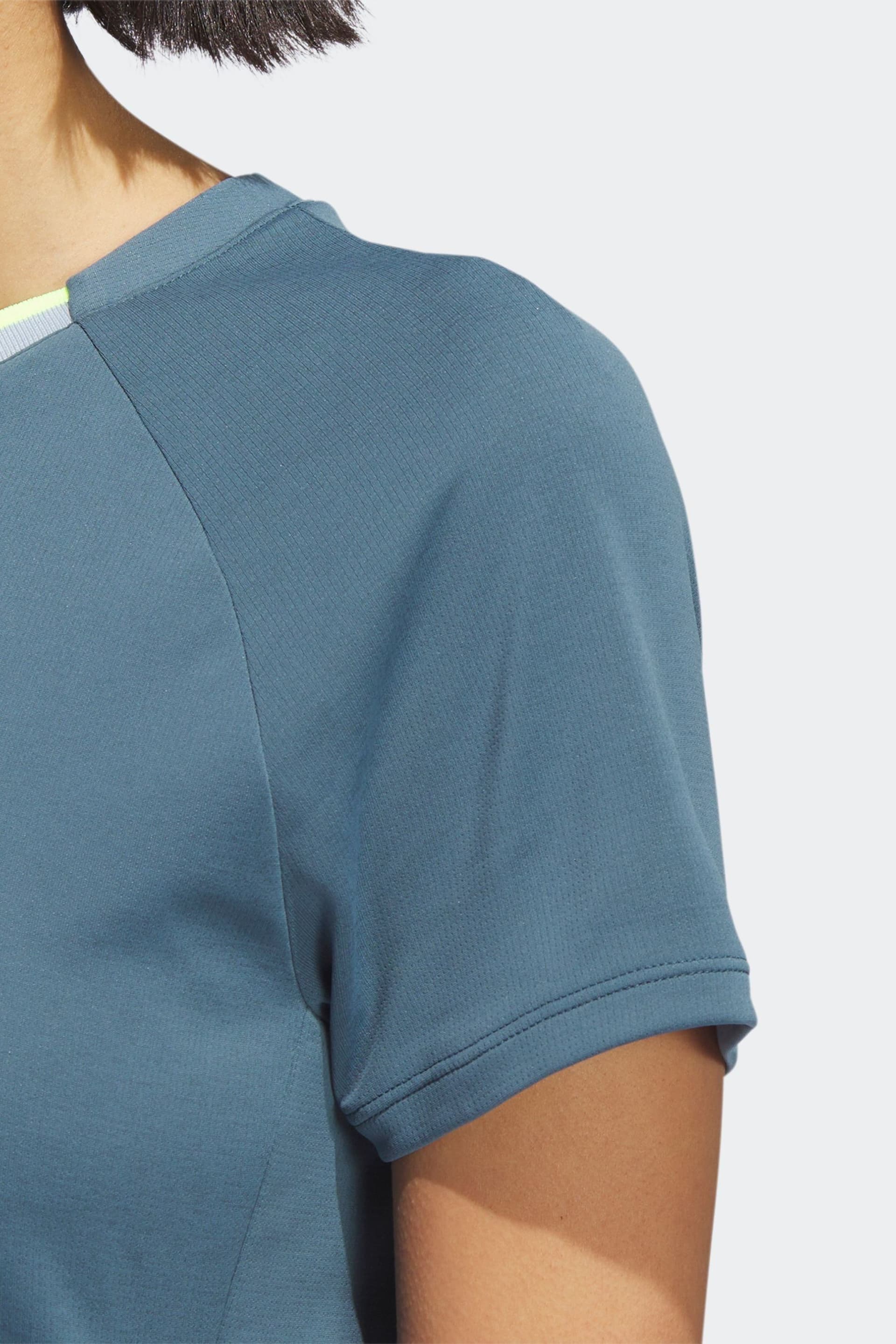 adidas Teal Blue Ultimate365 Tour Heat.rdy V-neck Top - Image 5 of 8