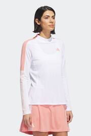 adidas Golf White/Coral Made With Nature Mock Neck Long-Sleeve Top - Image 4 of 7