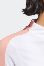 adidas Golf White/Coral Made With Nature Mock Neck Long-Sleeve Top - Image 5 of 7