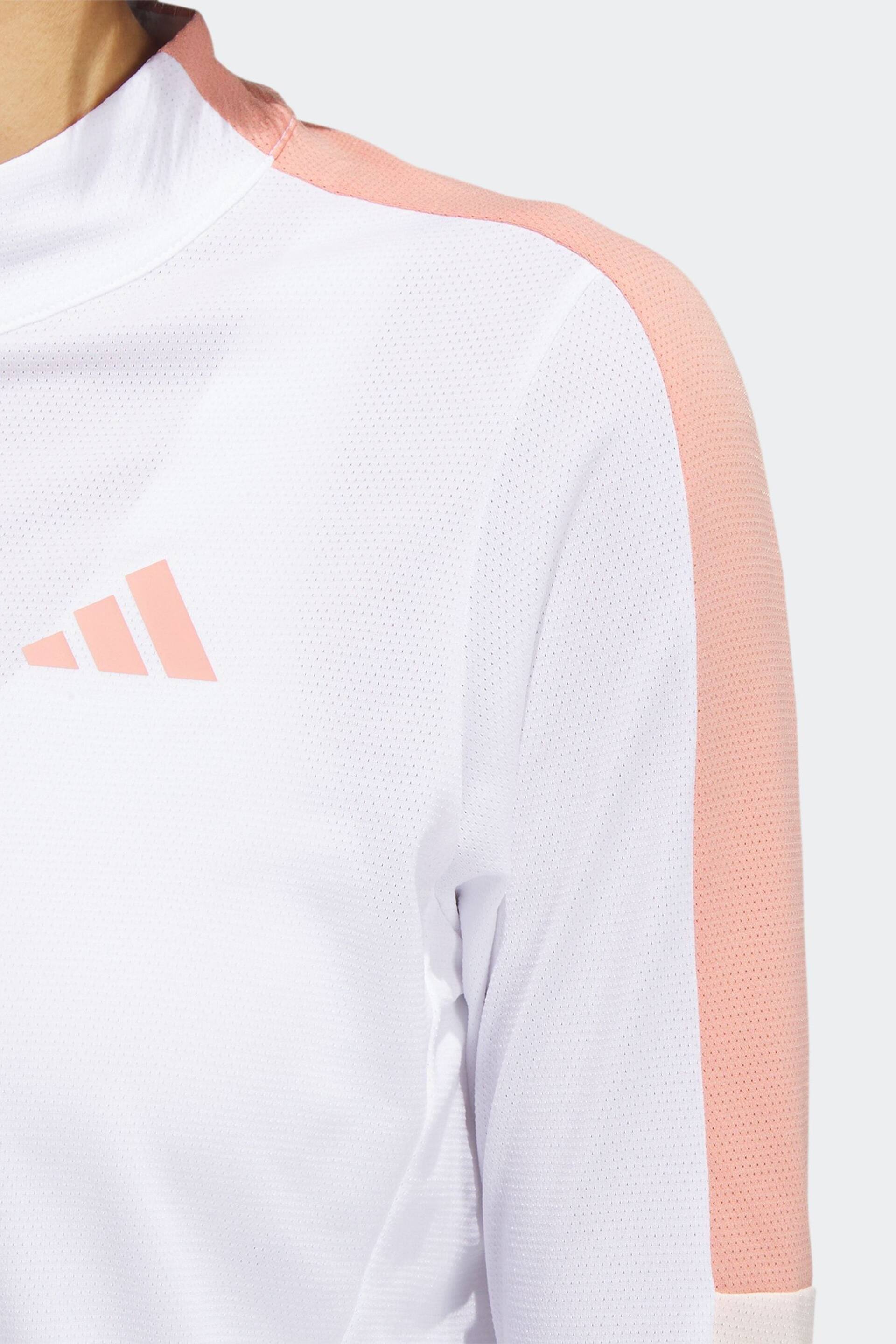 adidas Golf White/Coral Made With Nature Mock Neck Long-Sleeve Top - Image 6 of 7