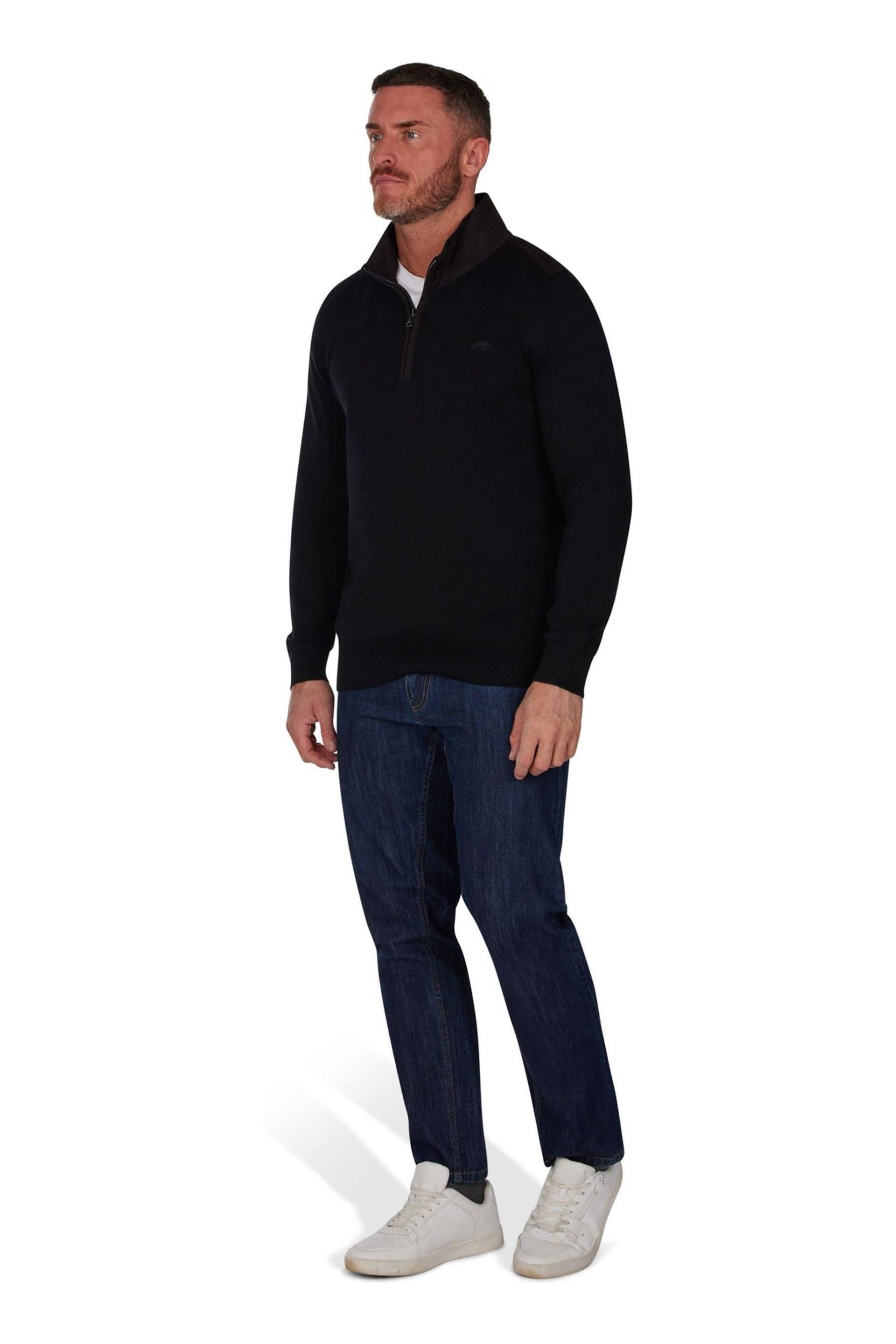 Raging Bull Black Woven Trim Quarter Zip Knit - Image 2 of 7