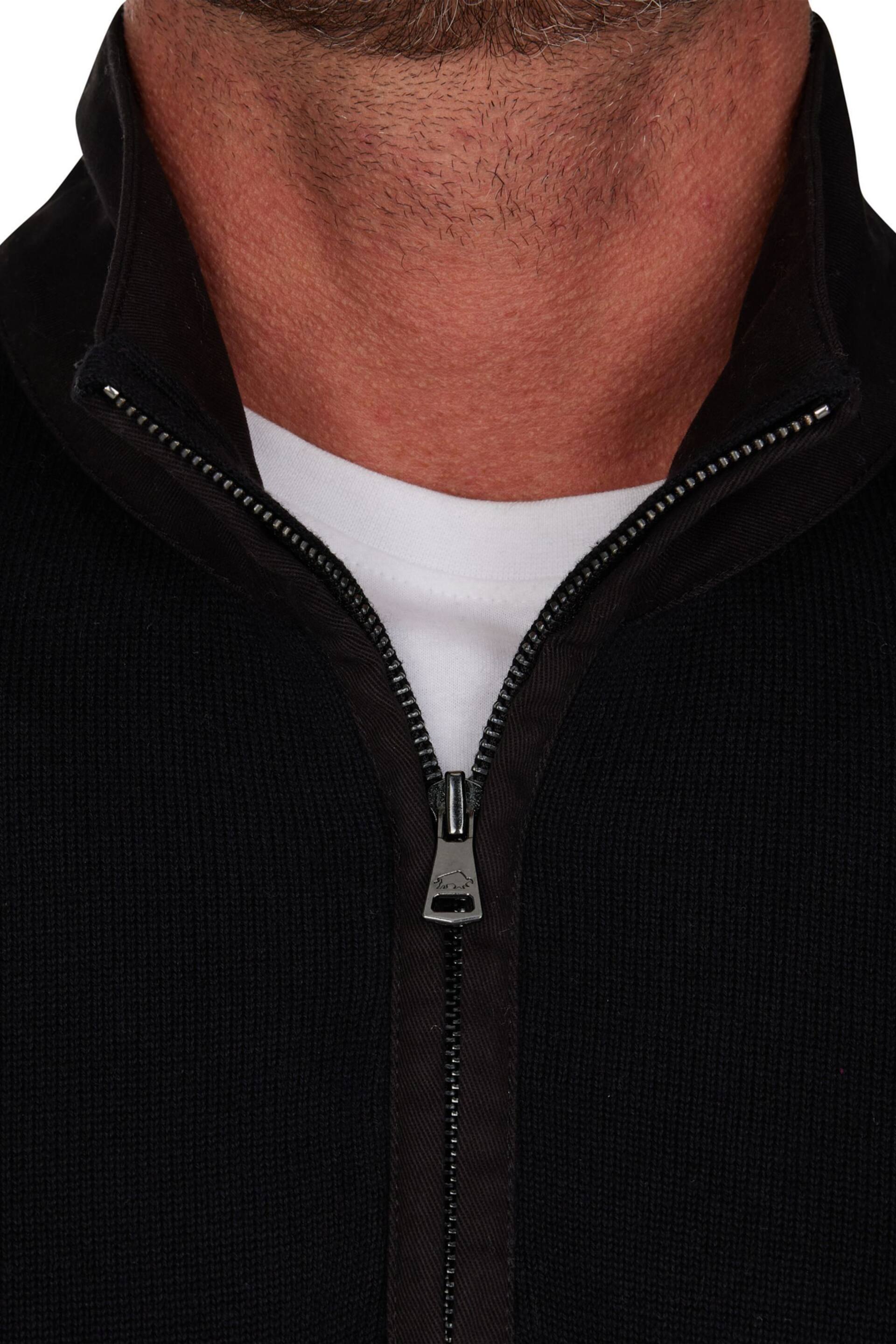 Raging Bull Black Woven Trim Quarter Zip Knit - Image 4 of 7