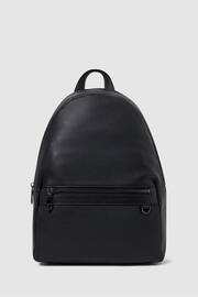 Reiss Black Drew Leather Zipped Backpack - Image 1 of 5