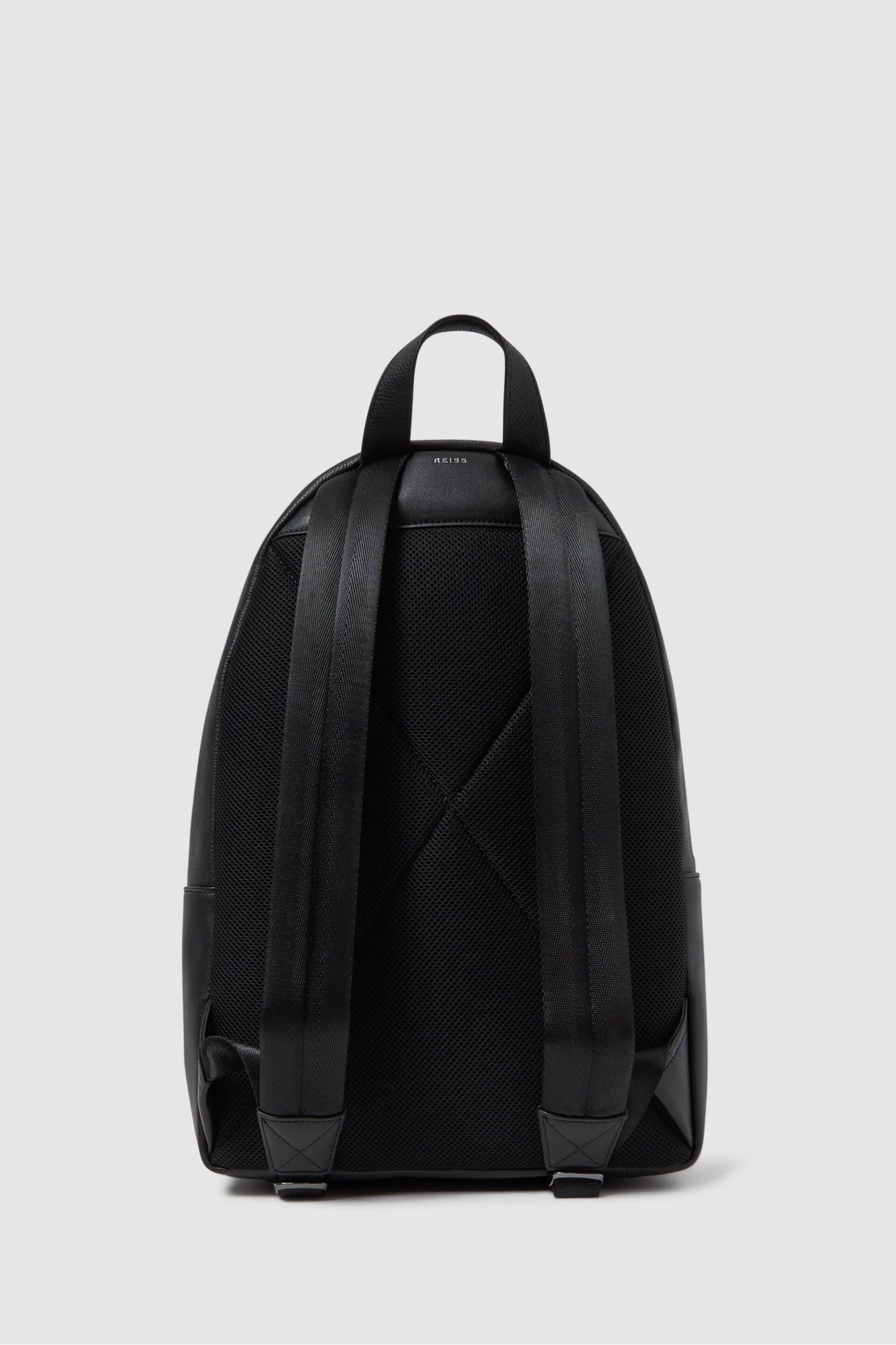 Reiss Black Drew Leather Zipped Backpack - Image 5 of 5