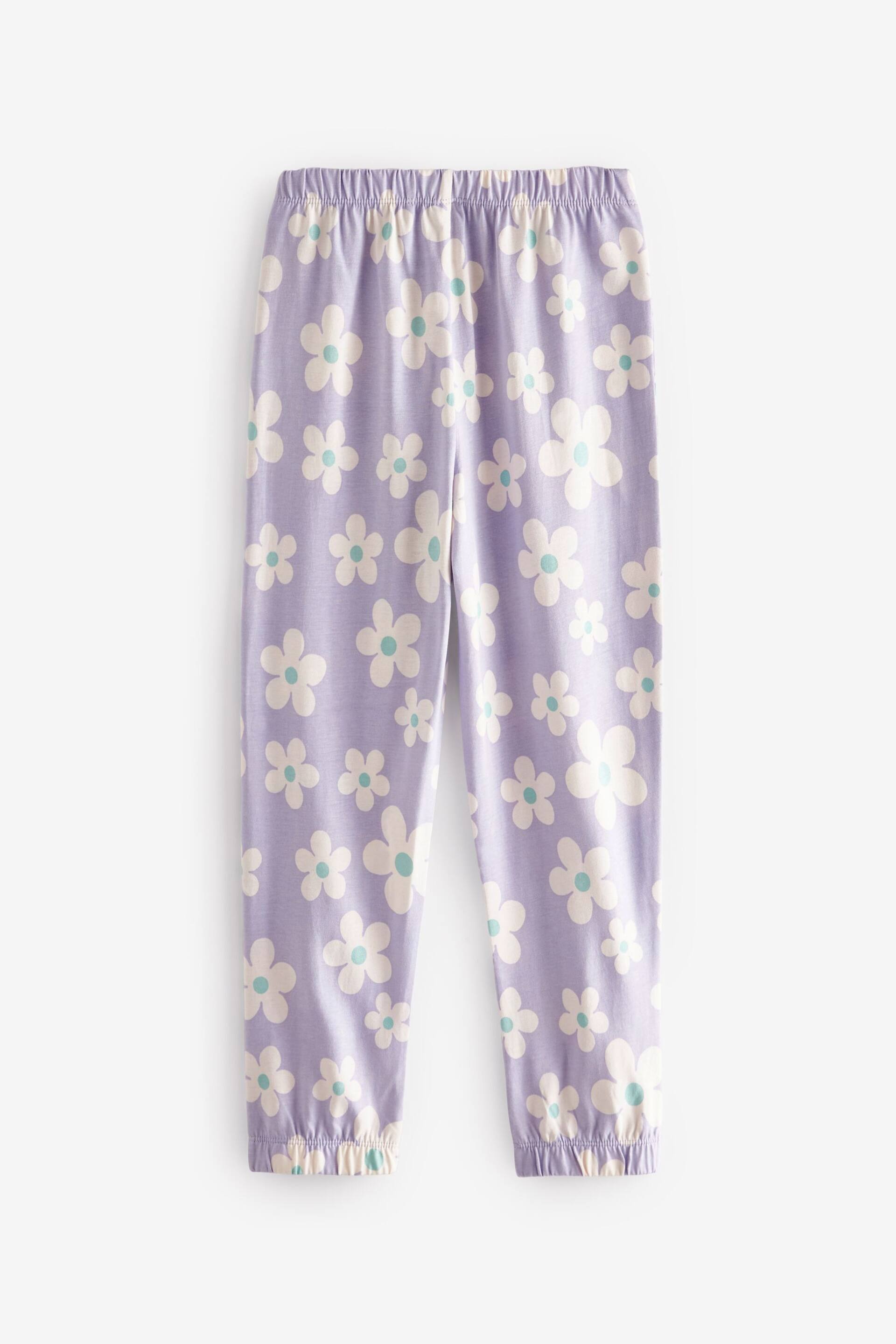 Purple Lilac Blue Daisy Heart Pyjamas 2 Packs (3-16yrs) - Image 10 of 11