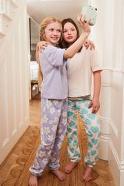 Purple Lilac Blue Daisy Heart Pyjamas 2 Packs (3-16yrs) - Image 2 of 11