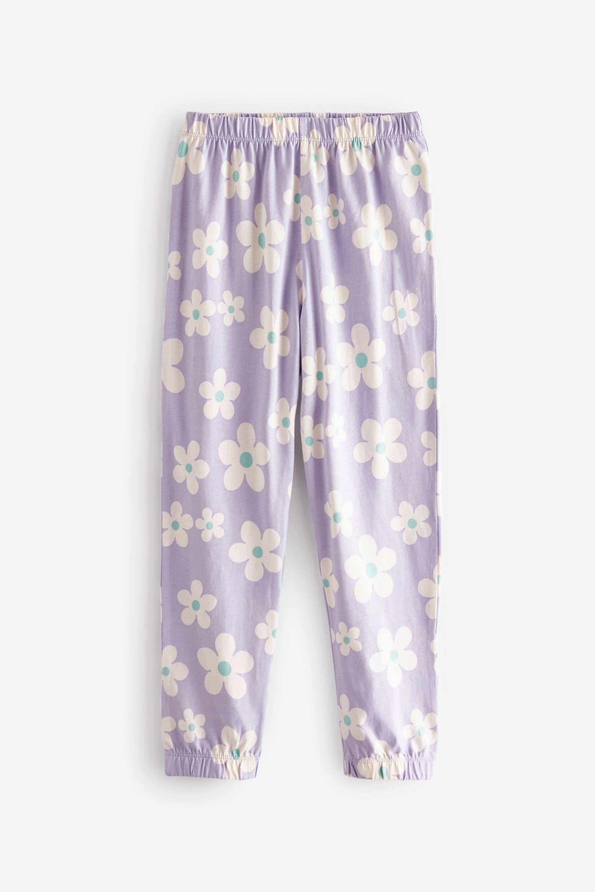 Purple Lilac Blue Daisy Heart Pyjamas 2 Packs (3-16yrs) - Image 9 of 11