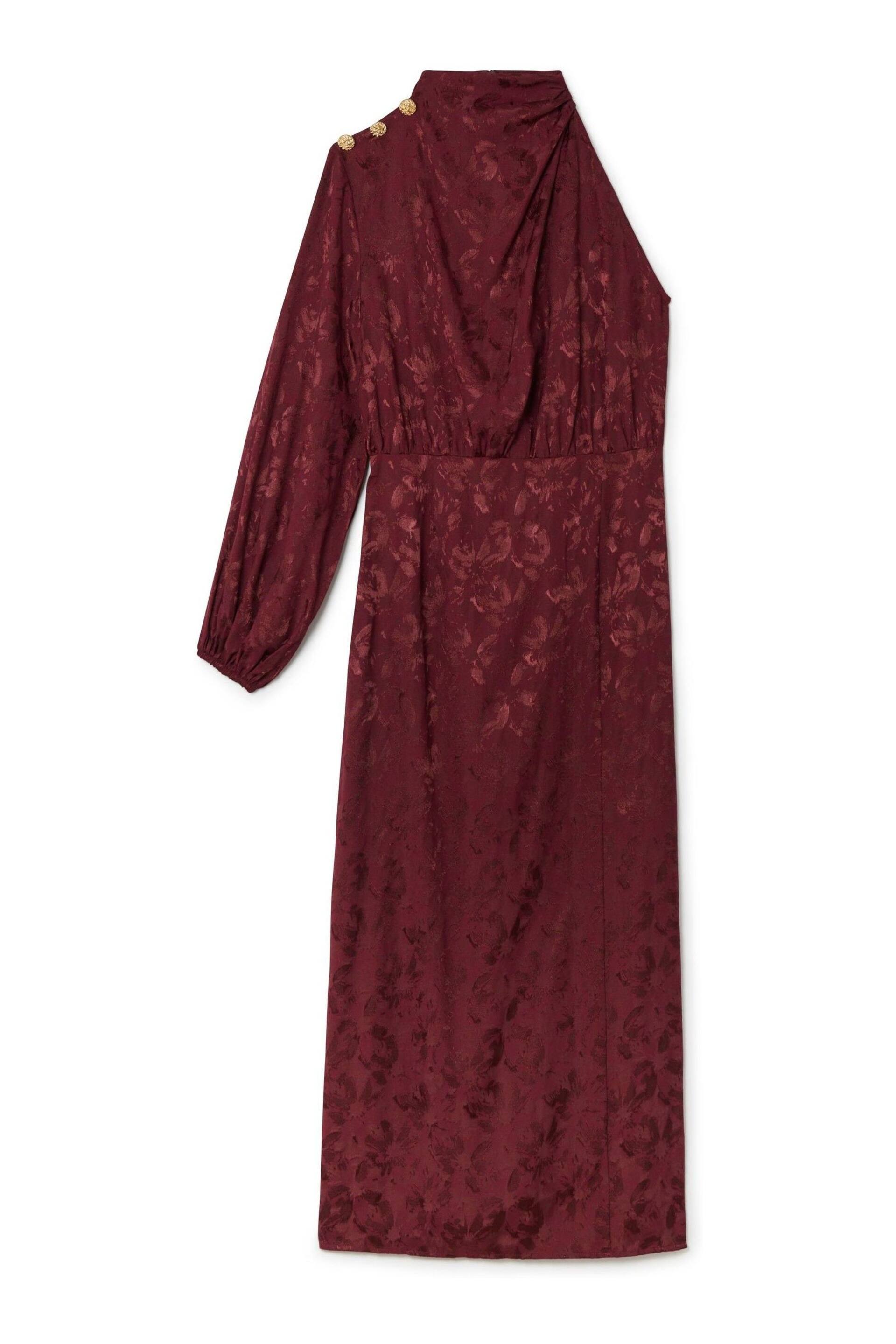 Another Sunday One Shoulder Jacquard Midi Dress With Gold Buttons - Image 6 of 8