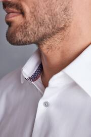 White Herringbone Signature Trimmed Single Cuff Shirt - Image 4 of 7