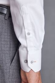 White Herringbone Signature Trimmed Single Cuff Shirt - Image 5 of 7
