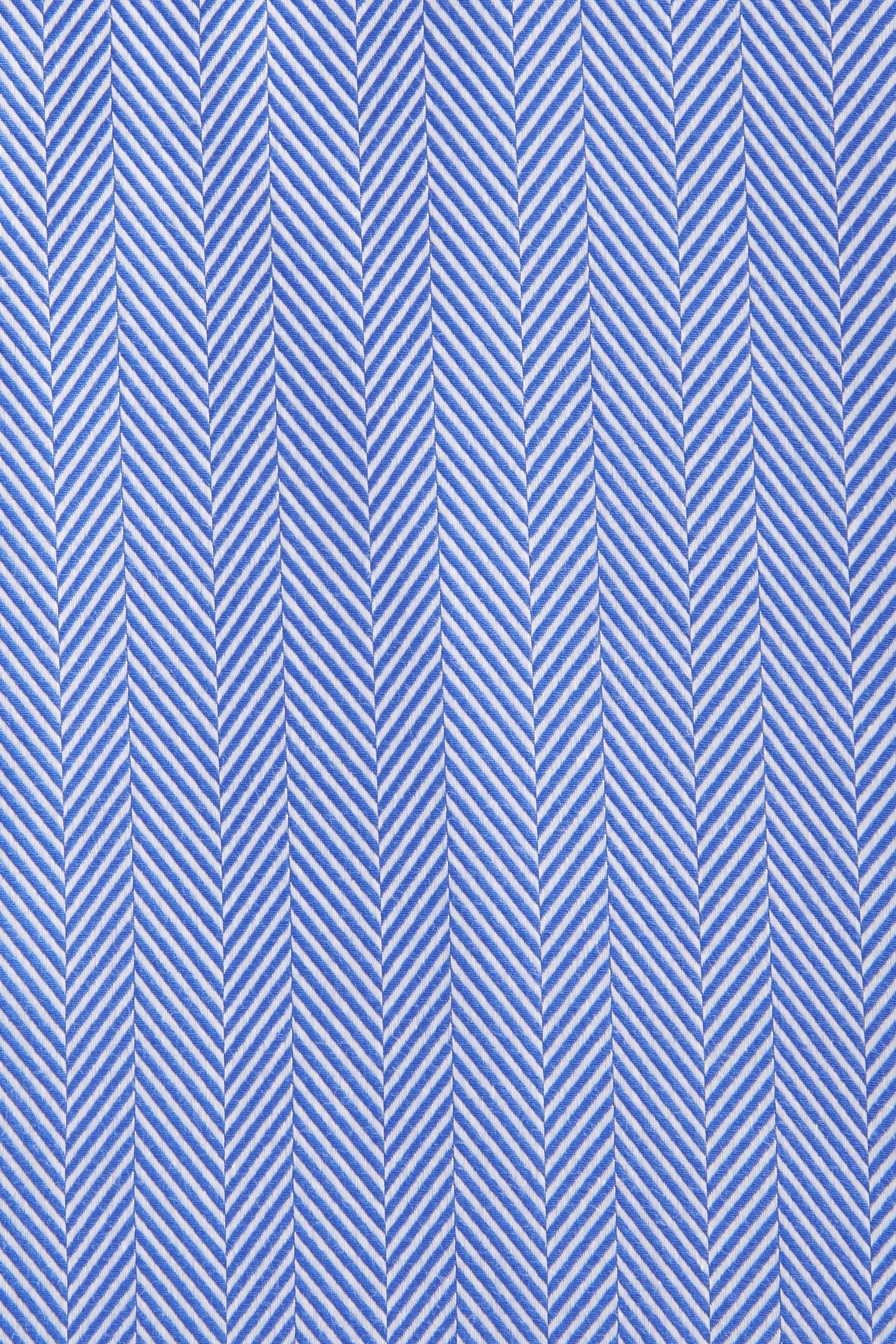 Blue Herringbone Signature Trimmed Single Cuff Shirt - Image 10 of 10