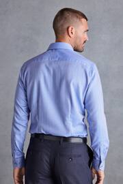 Blue Herringbone Signature Trimmed Single Cuff Shirt - Image 2 of 10