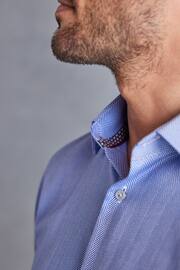 Blue Herringbone Signature Trimmed Single Cuff Shirt - Image 6 of 10