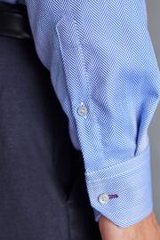 Blue Herringbone Signature Trimmed Single Cuff Shirt - Image 7 of 10