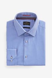 Blue Herringbone Signature Trimmed Single Cuff Shirt - Image 8 of 10
