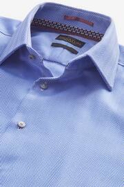 Blue Herringbone Signature Trimmed Single Cuff Shirt - Image 9 of 10