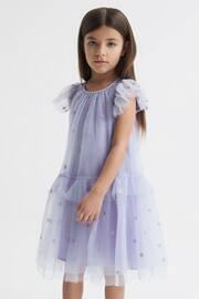 Reiss Lilac Fifi Senior Tulle Embroidered Dress - Image 3 of 6