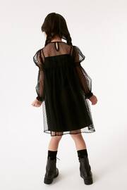 Black Shirred Mesh Dress (3-16yrs) - Image 8 of 10