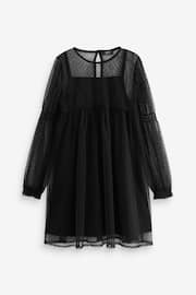 Black Shirred Mesh Dress (3-16yrs) - Image 9 of 10