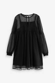 Black Shirred Mesh Dress (3-16yrs) - Image 10 of 10