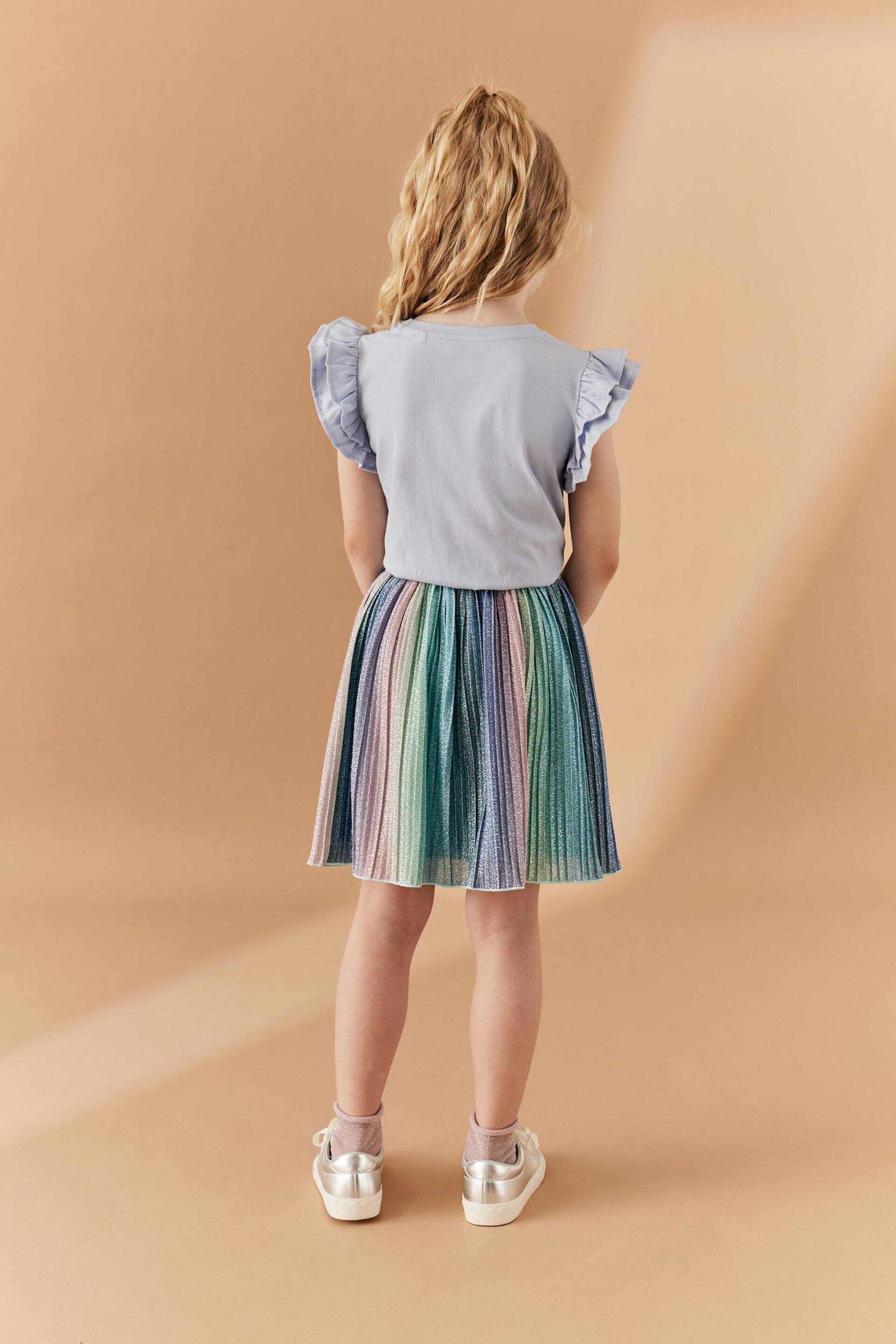Rainbow Sparkle Pleated Skirt (3-16yrs) - Image 3 of 7