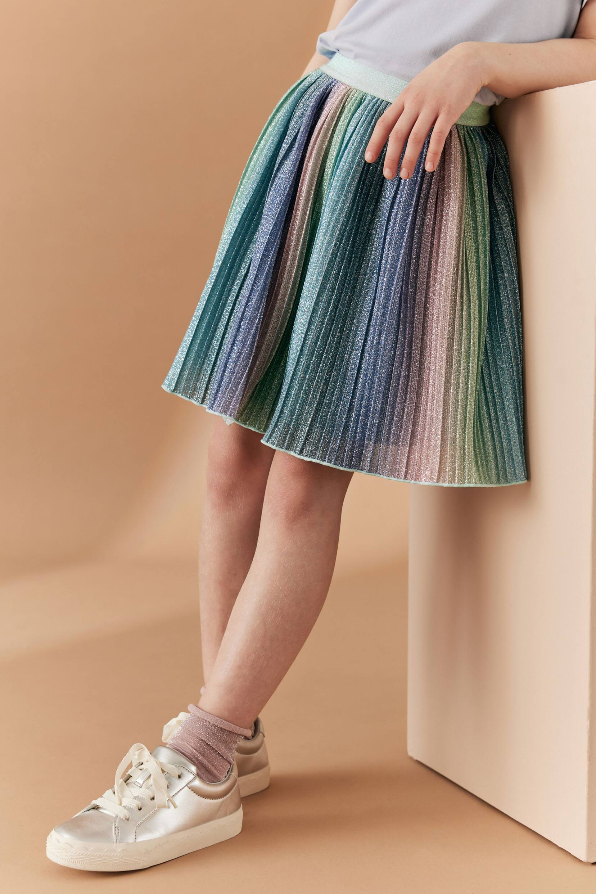 Rainbow Sparkle Pleated Skirt (3-16yrs) - Image 5 of 7