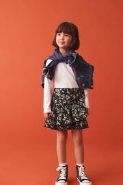 Black Floral Ditsy Wrap Skirt (3-16yrs) - Image 2 of 7