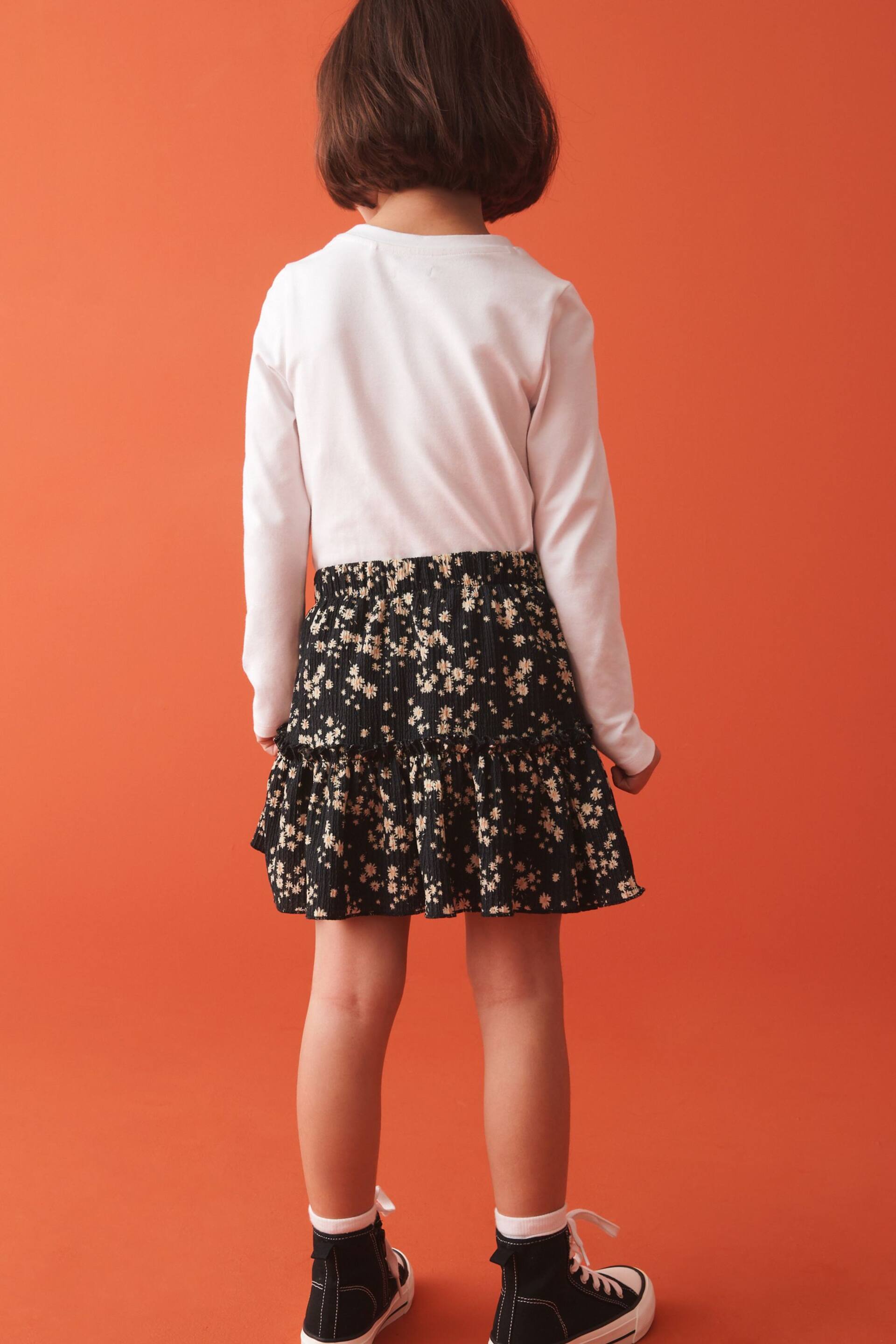 Black Floral Ditsy Wrap Skirt (3-16yrs) - Image 3 of 7