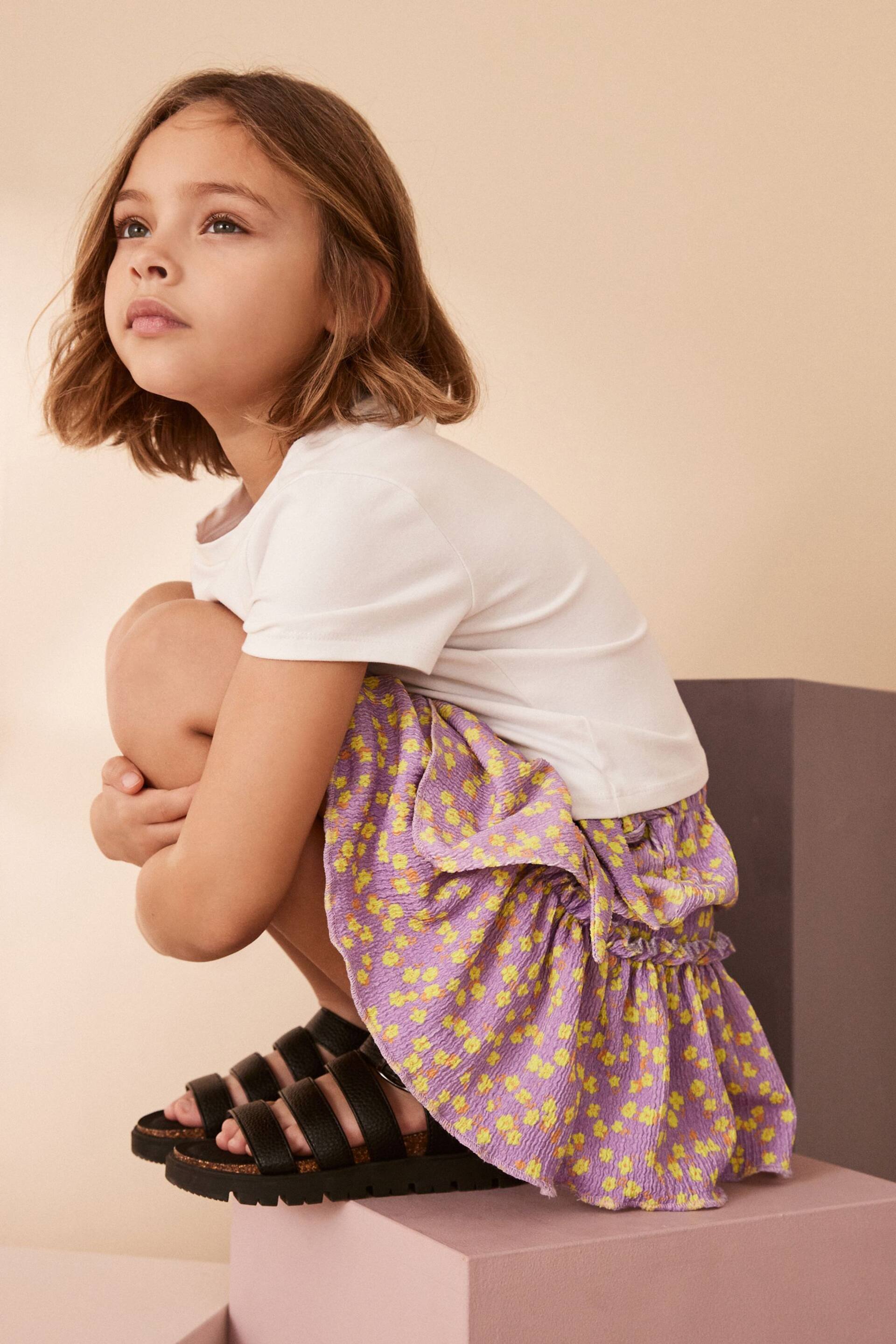 Lilac Purple Floral Ditsy Wrap Skirt (3-16yrs) - Image 2 of 8