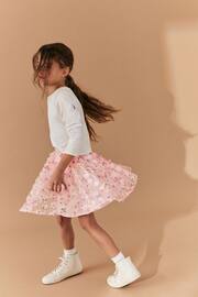 Blush Pink 3D Floral Pull-On Skirt (3-16yrs) - Image 3 of 7