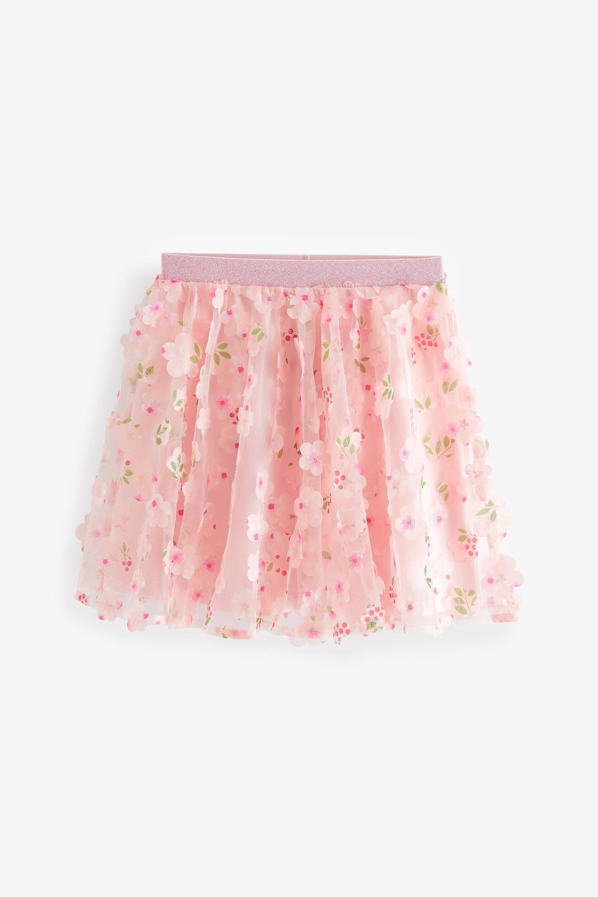 Blush Pink 3D Floral Pull-On Skirt (3-16yrs) - Image 6 of 7
