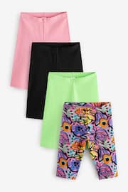 Pink/ Black Lime Green Bright Tropical Cropped Leggings 4 Pack (3-16yrs) - Image 1 of 7
