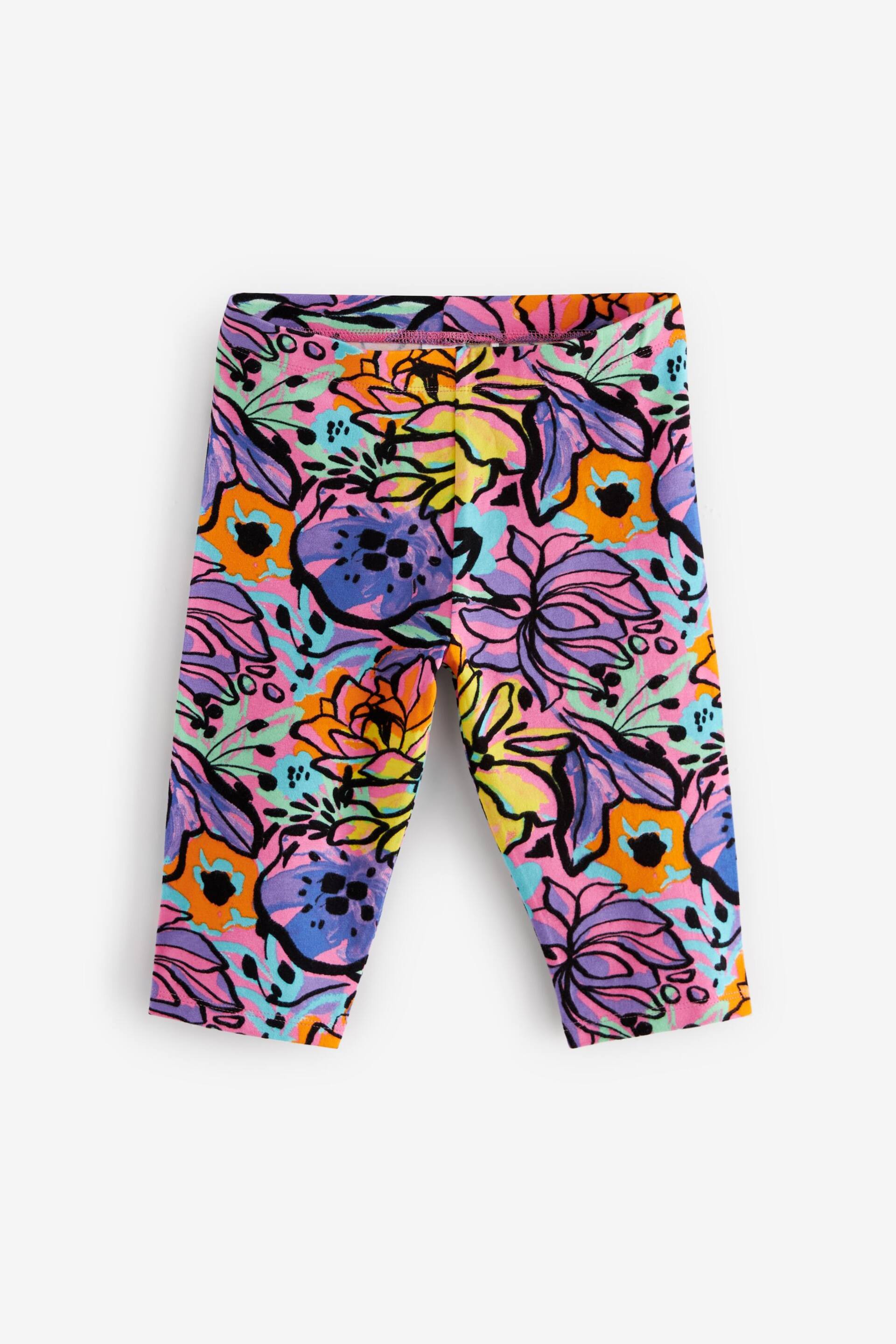 Pink/ Black Lime Green Bright Tropical Cropped Leggings 4 Pack (3-16yrs) - Image 2 of 7