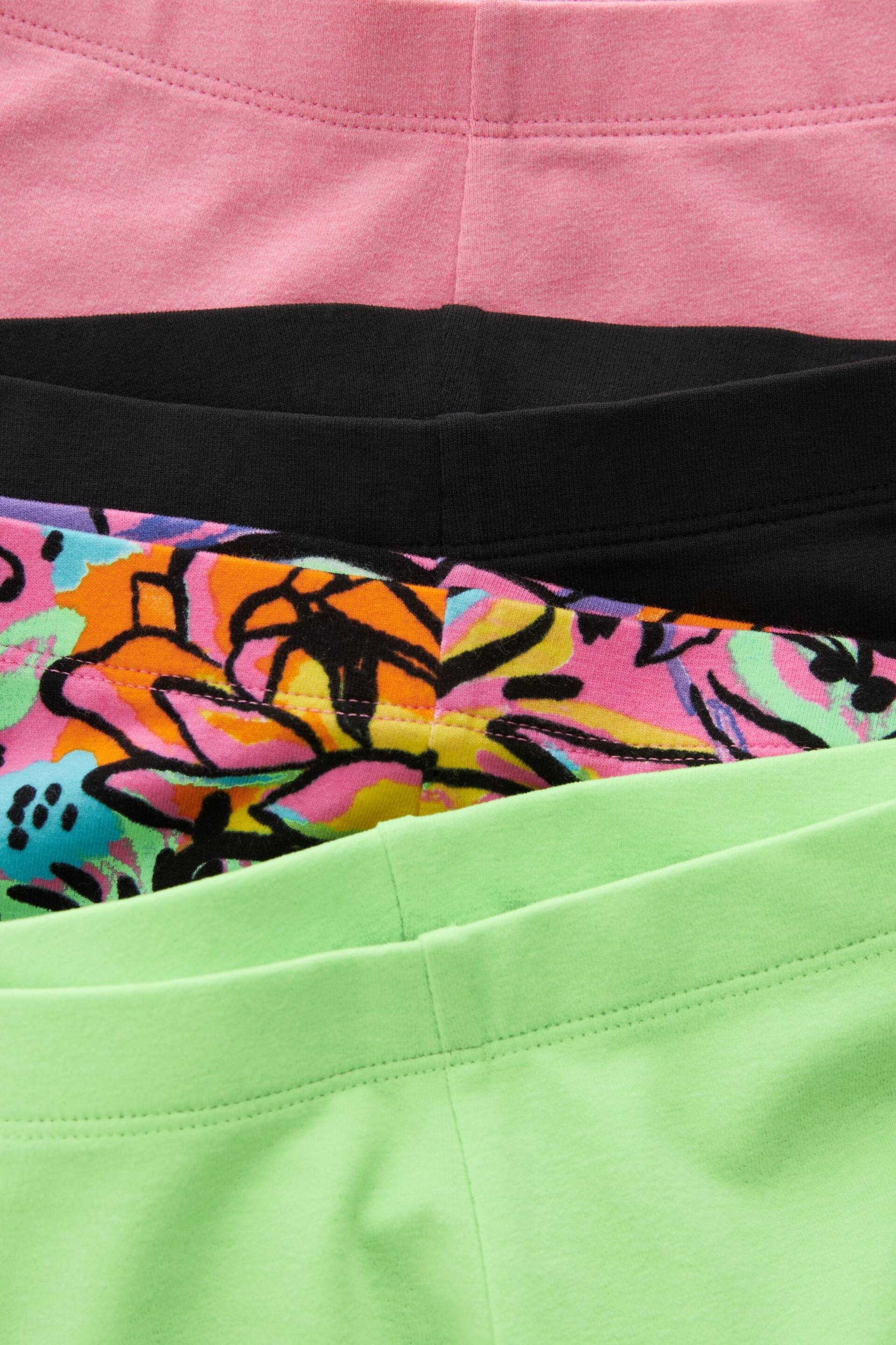 Pink/ Black Lime Green Bright Tropical Cropped Leggings 4 Pack (3-16yrs) - Image 7 of 7