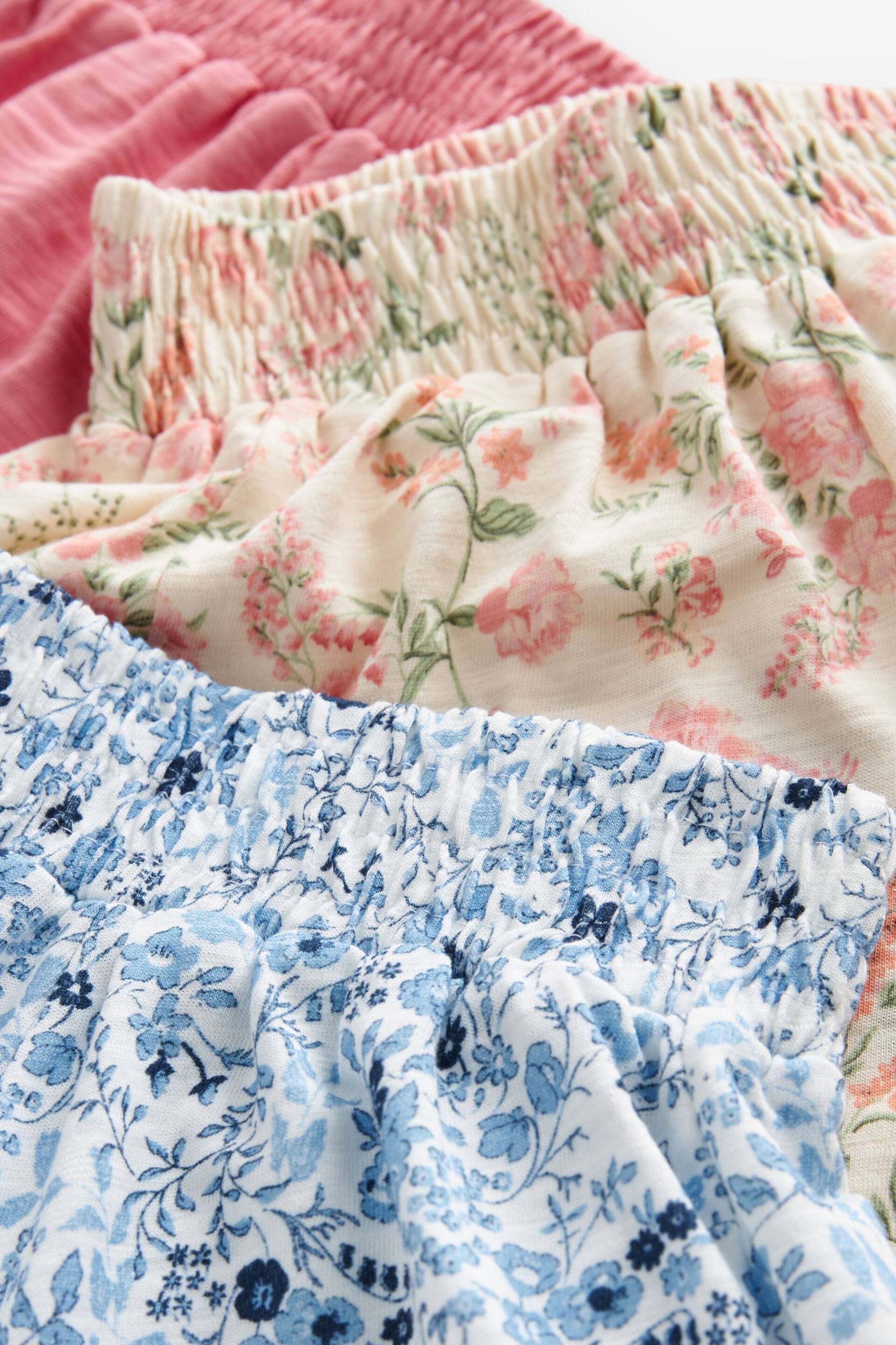 Pink/Ditsy Floral/Blue Floral Shorts 3 Pack (3-16yrs) - Image 3 of 3