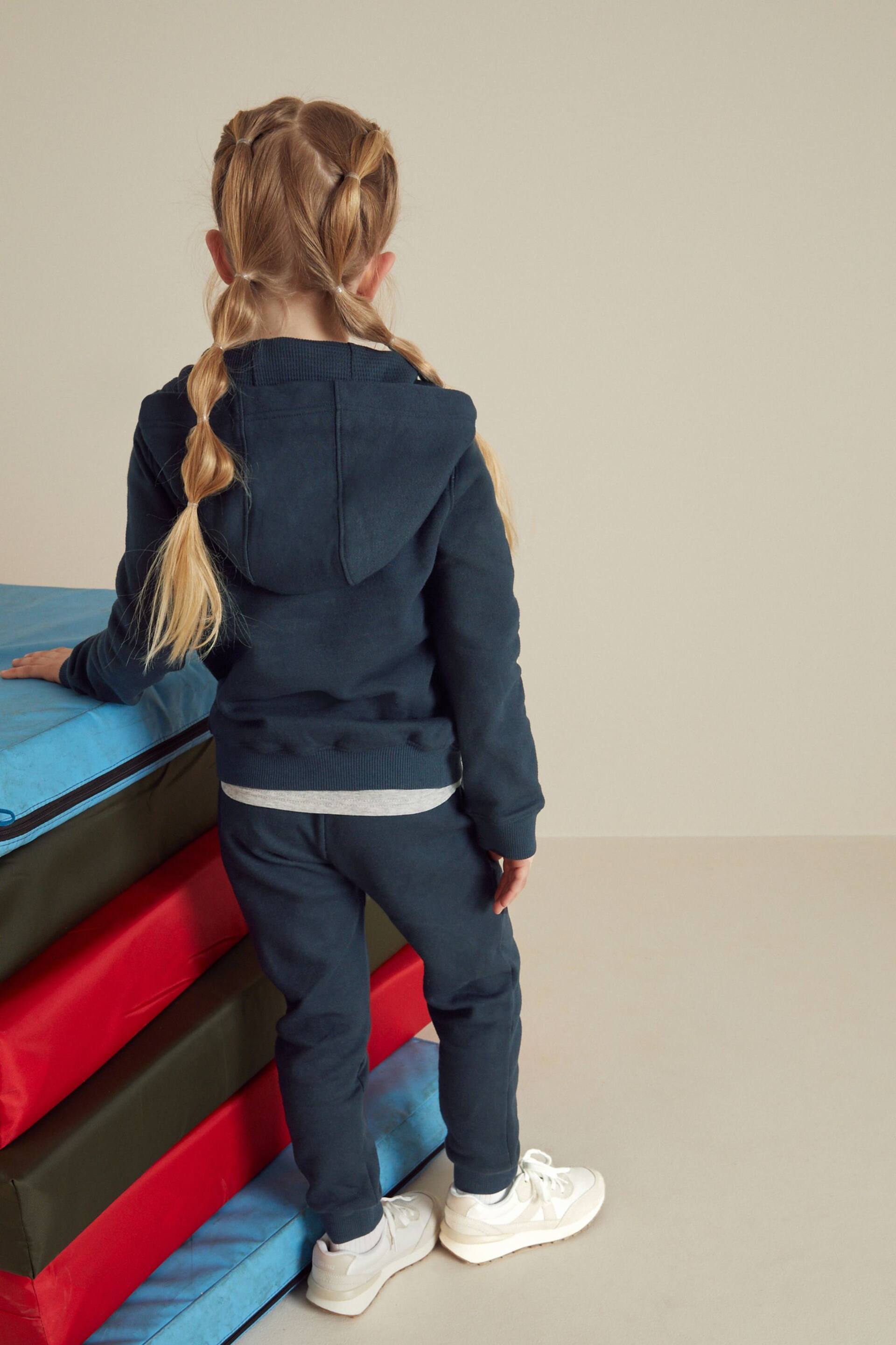 Navy Blue Zip Through Hoodie And Joggers School Sports Set (3-16yrs) - Image 4 of 7