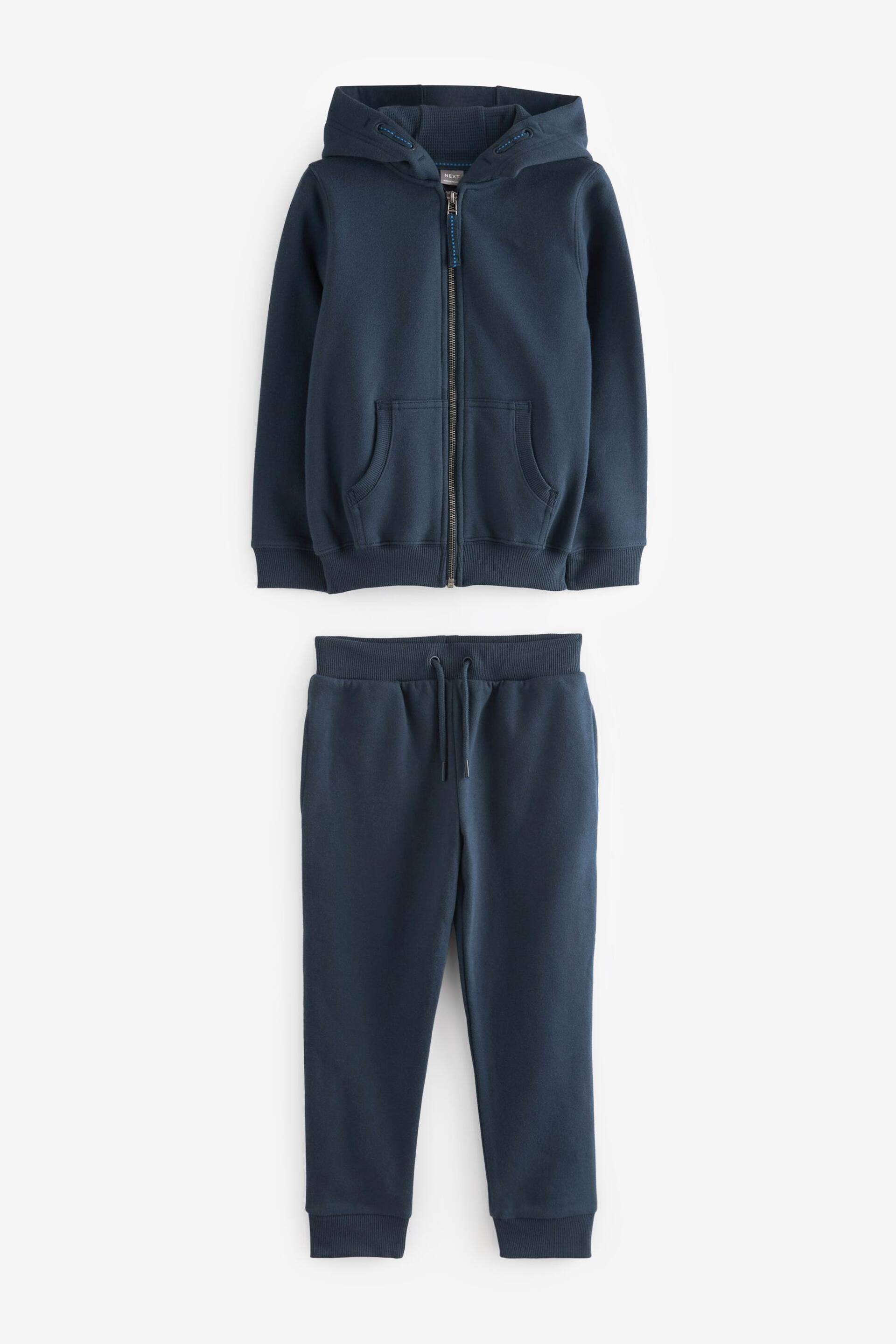 Navy Blue Zip Through Hoodie And Joggers School Sports Set (3-16yrs) - Image 6 of 7