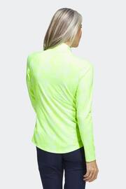 adidas Golf Lemon Yellow Essentials Long Sleeve Printed Mock Polo Shirt - Image 2 of 6