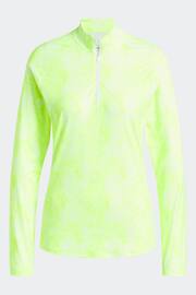 adidas Golf Lemon Yellow Essentials Long Sleeve Printed Mock Polo Shirt - Image 6 of 6