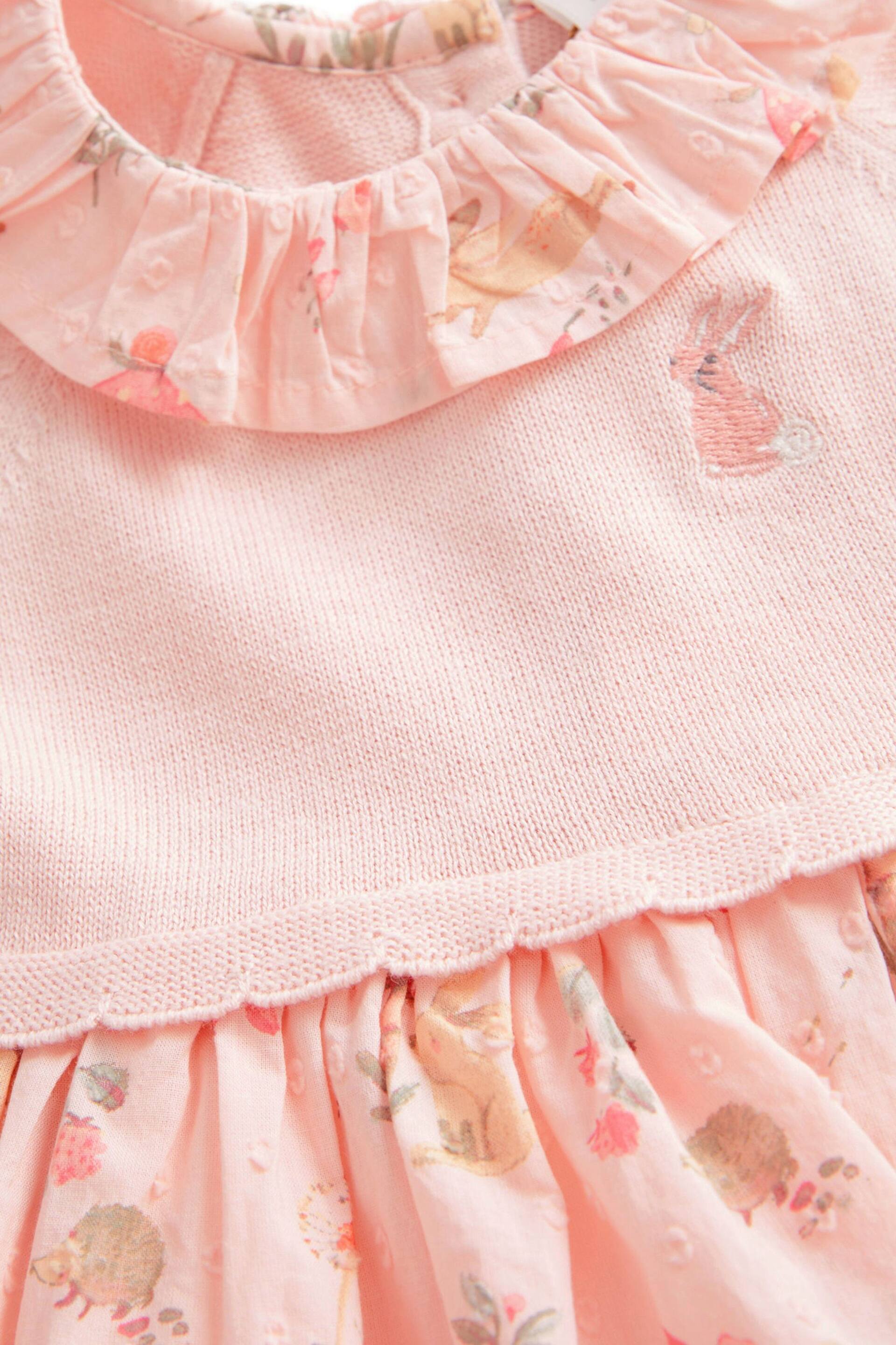 Pink Bunny Baby Cotton Bunny Embroidery 2-In-1 Dress (0mths-2yrs) - Image 3 of 6