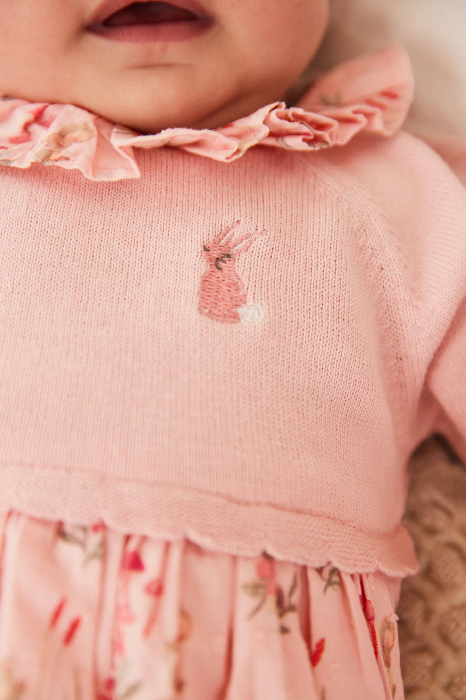 Pink Bunny Baby Cotton Bunny Embroidery 2-In-1 Dress (0mths-2yrs) - Image 4 of 6