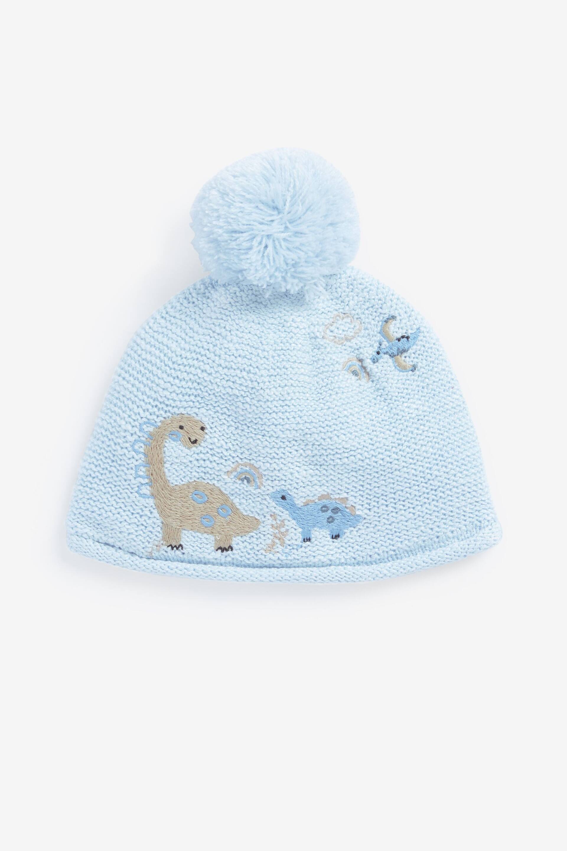 Blue Knitted Pom Dino Hat (0mths-2yrs) - Image 1 of 5