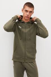 Under Armour Green Rival Fleece Full Zip Hoodie - Image 4 of 8