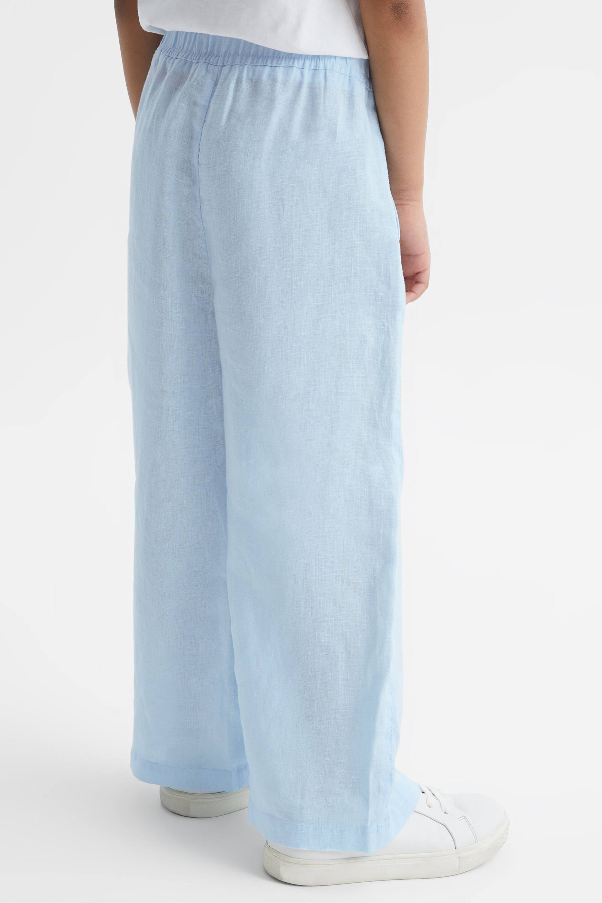Reiss Ice Blue Cleo Junior Linen Drawstring Trousers - Image 5 of 6