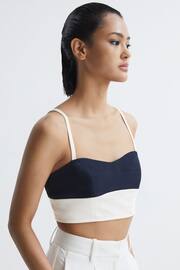 Reiss Navy/White Amara Colourblock Cropped Top - Image 4 of 7