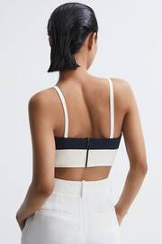 Reiss Navy/White Amara Colourblock Cropped Top - Image 5 of 7