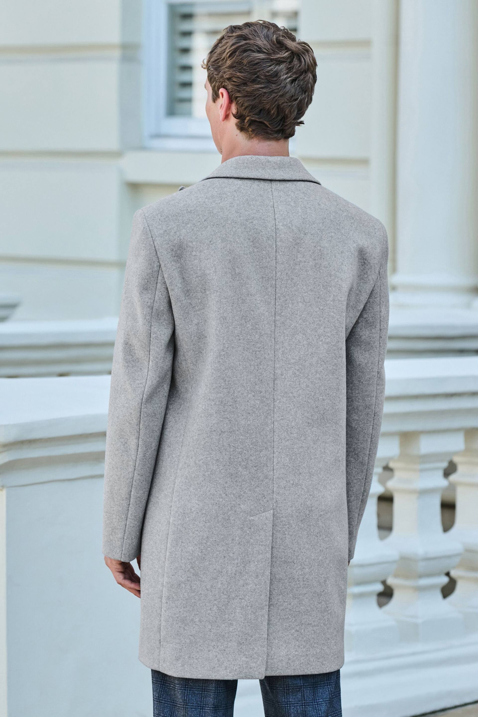 Light Grey Double Breasted Epsom Overcoat - Image 3 of 11